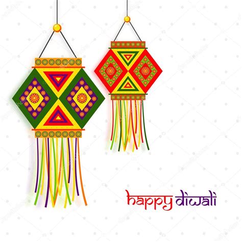 Colourful Lamp (Kandil) for Happy Diwali celebration. Stock Vector by ...