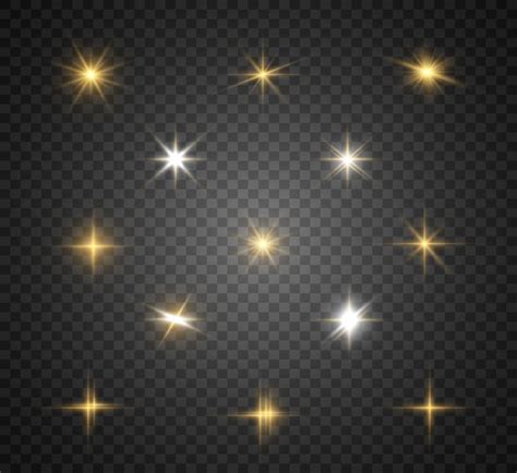 Conjunto De Lindas Estrelas Brilhantes Efeito De Luz Estrela