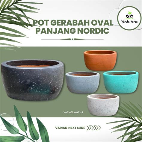 Jual Pot Gerabah Tanah Liat Oval Panjang Nordic Sprinkle Panjang 29 Cm