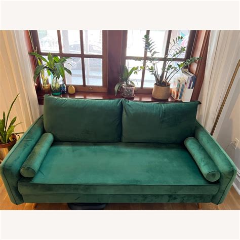 Emerald Green Velvet Sofa - AptDeco