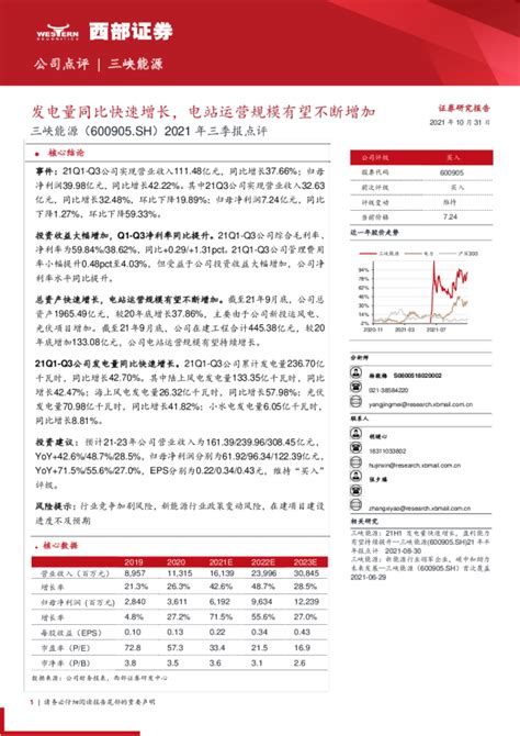 2021年三季报点评：发电量同比快速增长，电站运营规模有望不断增加