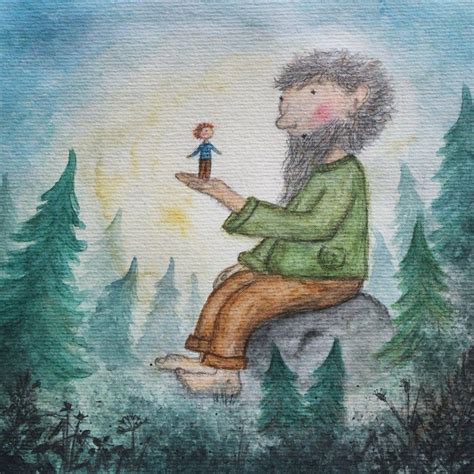 Riese Und Kind Im Wald By Carina Pencet Illustration Drawings Poster