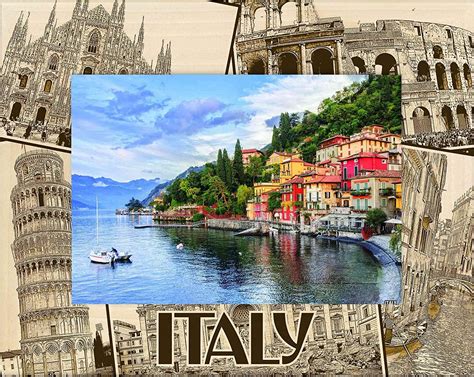 Italy Collage Laser Engraved Wood Picture Frame X