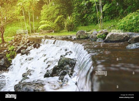 Low And Wide Waterfall Stock Photo Alamy