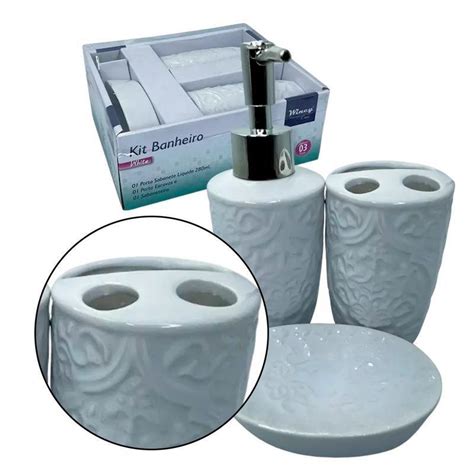 Kit Banheiro Lavabo Porcelana Pecas Porta Sabonetes E Wincy