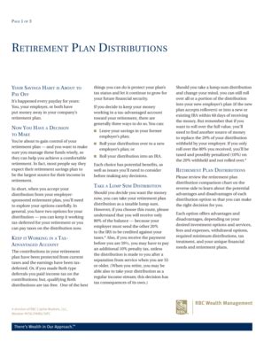 Fillable Online Retirement Plan Distributions Rbc Wealth