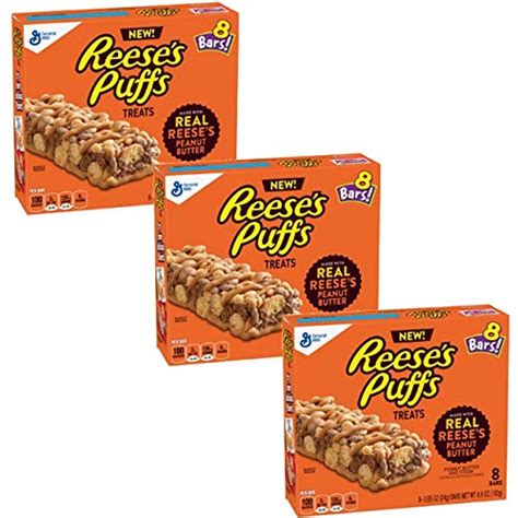 Reeses Puffs Treats 8 Bars Per 68 Oz Box 24 Total Bars Pack Of 3