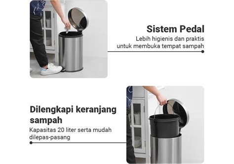 Jual Informa Tempat Sampah 20 Ltr Stainless Fingerprint Slow Close