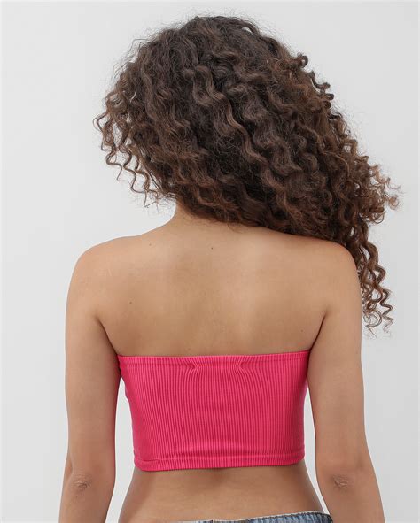 Riachuelo Top Faixa Feminino Canelado Sem Costura Branco Rosa Pink