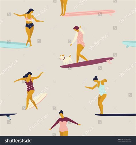 Surfistas en bikini sin fisuras en vector de stock libre de regalías Shutterstock