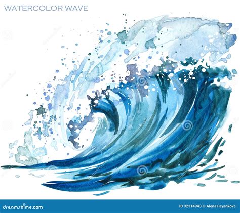 Illustration D Aquarelle De Vague De Mer Illustration Stock