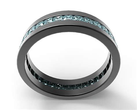 Black Gold Princess Cut Aquamarine Wedding Band For Men Vidar Jewelry