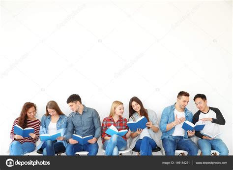 Group of people reading books Stock Photo by ©belchonock 146184221