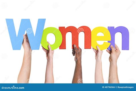 Diverse Hands Holding The Word Women Stock Photo Image