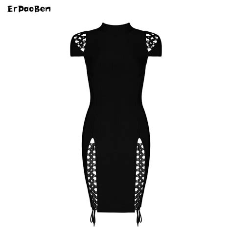 Summer Runway Dress Women Evening Bandage Dress 2017 Summer Cut Out Short Sleeve Mini Sexy