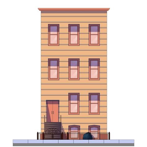 Fachada De Edificio Vintage Con Puerta Grande Y Porche Ilustración