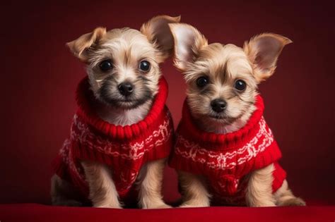 Premium Photo Two Dogs Wearing Sweaters That Sayi Love Dogs