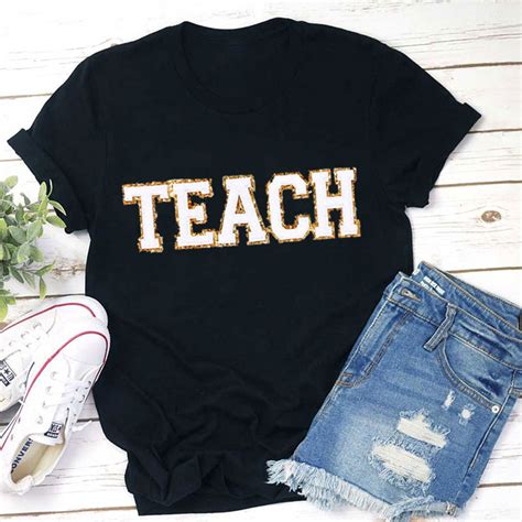 Teachergive Glitter Gold Letter Stickers Teach Teacher T Shirt Sale