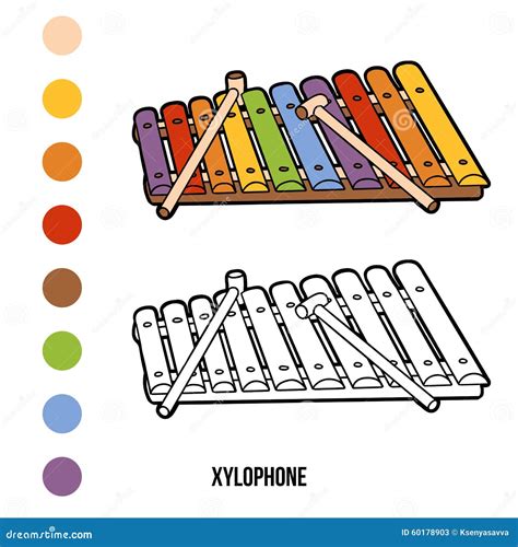 Libro De Colorear Instrumentos Musicales xilófono Ilustración del