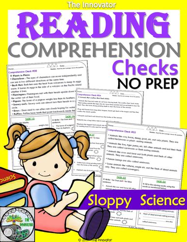 Reading Comprehension Checks Sloppy Science 2 Teaching Resources