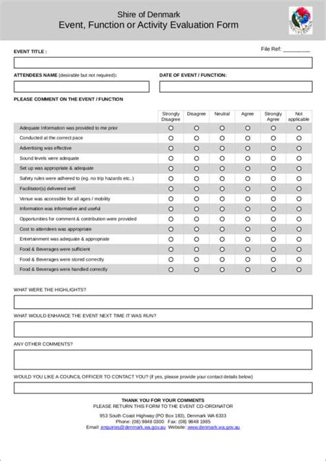 Activity Evaluation Form Template Hq Printable Documents Hot