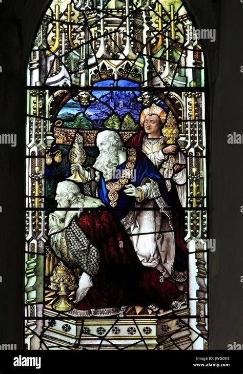 Three Wise Men Stained Glass Window Above Altar Church Of Saint Mary Coddenham Suffolk