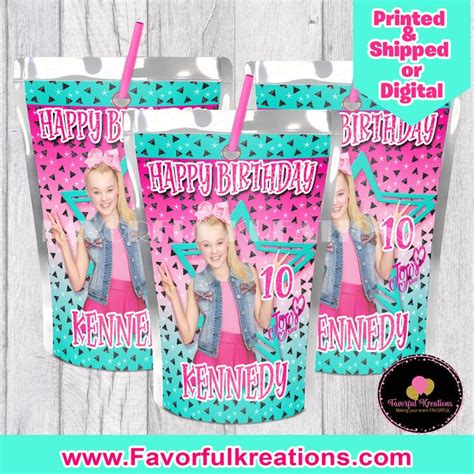 Jojo Siwa Juice Pouch Labels Capri Sun Labels Jojo Siwa Birthday Party