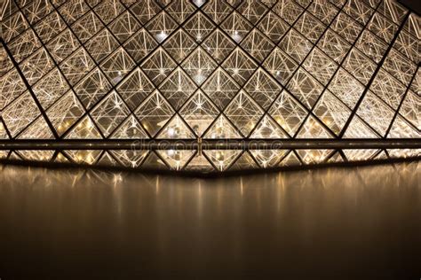 Louvre Pyramid Museum in Paris at Night Light, Musee Du Louvre, France Editorial Image - Image ...