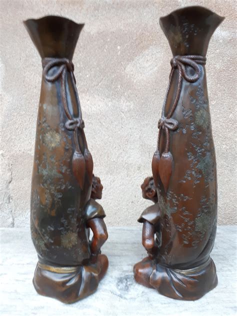 Pair Of Japanese Bronze Vases Japan Meiji Period For Sale At 1stDibs