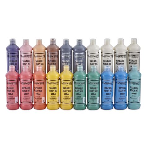 G1666458 Classmates Washable Paint Assorted 600ml Pack Of 20