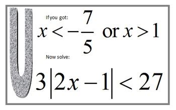 Alg Solving Absolute Value Inequalities Scavenger Hunt By Vicki Hines