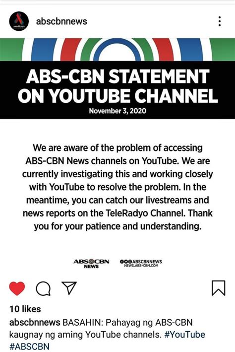 Abs Cbn News Youtube Channel Terminated Here S Full Statement