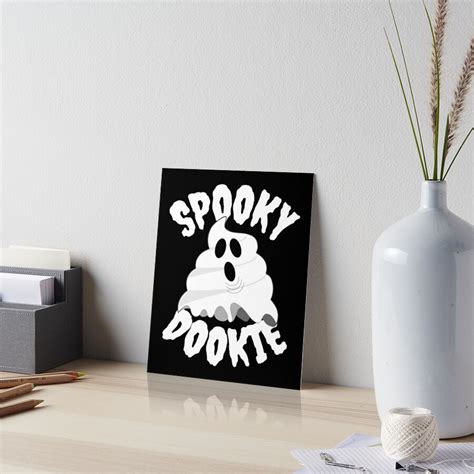 Spooky Dookie Cute Ghost Poo Black Background Art Board Print By