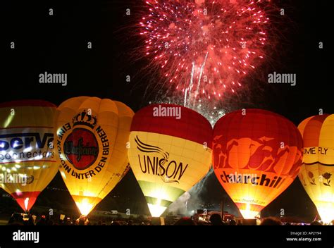 Light Show and Fireworks The Big Balloon Hot Air Balloon Festival Stock ...