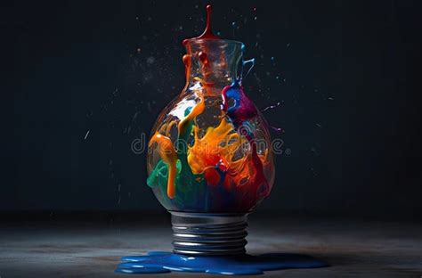 Electric Light Bulb Exploding With Paint And Glass A Creative Idea