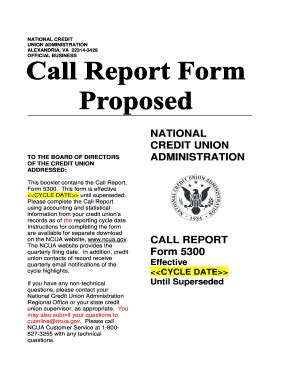 Fillable Online Proposed 5300 Call Report Form Fax Email Print PdfFiller