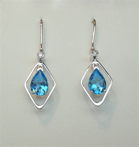 Pear Shape Blue Topaz Dangle Earrings E2743 Summit Jewelry Co