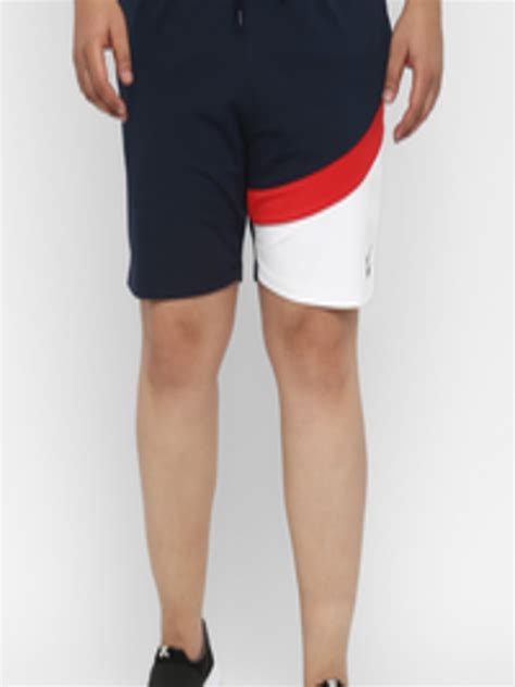 Buy Yuuki Men Navy Blue Colourblocked Running Sports Shorts Shorts