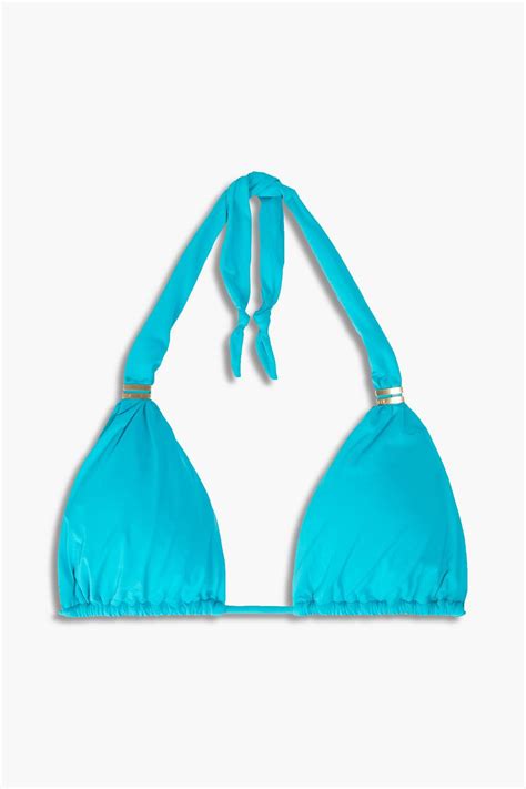 ViX Bia Embellished Triangle Bikini Top In Blue Lyst