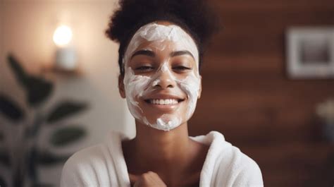 Premium Photo African American Woman Applying Cream On Her Face In