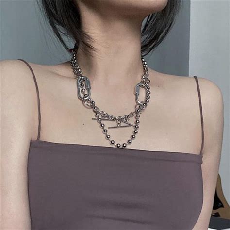 NORMCORE STUDIOS GRUNGE AESTHETIC CHAINS CHUNKY BRACE NECKLACE NEW