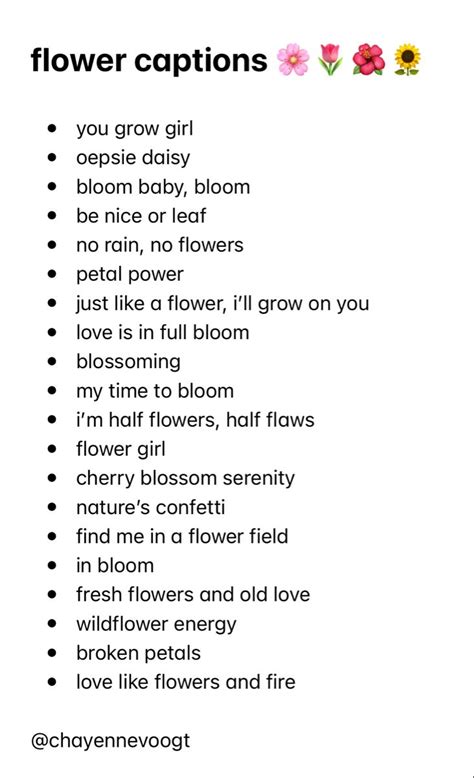 The Flower Captions In This Poem Are Very Easy To Read And Can Be Used For