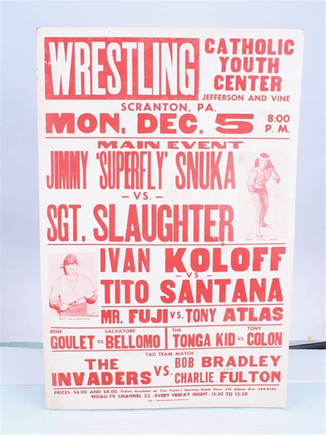 Vintage Wrestling Event Poster Scranton Pa circa 1983