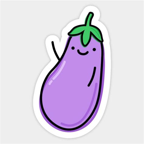 Cute Eggplant By Happyfruitsart Cute Eggplant Custom Stickers