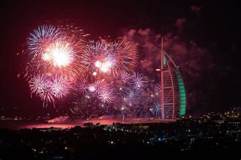 Fireworks Display by Burj Al Arab in Dubai · Free Stock Photo