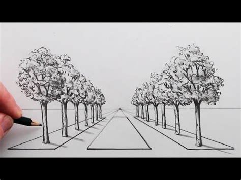 How To Draw A Road Of Trees Using Point Perspective Step By Step