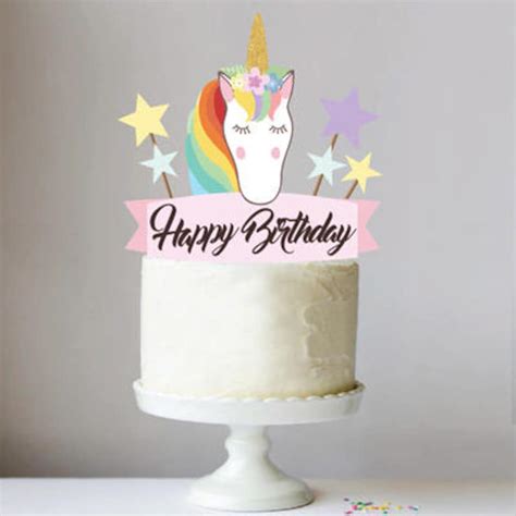 Printable Unicorn Cake Topper With Stars Etsy Hong Kong