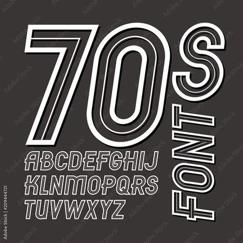 Vector retro 70s capital alphabet letters collection, can be used as ...