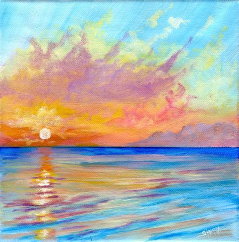 Easy How To Paint A Sunrise Acrylic April 2021 Day 1 Sunset Painting