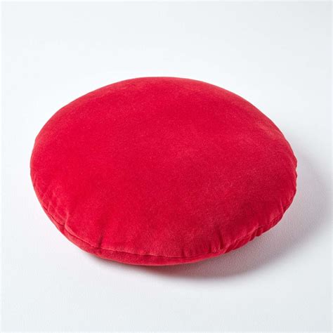 Coussin Rond En Velours Rouge Cm